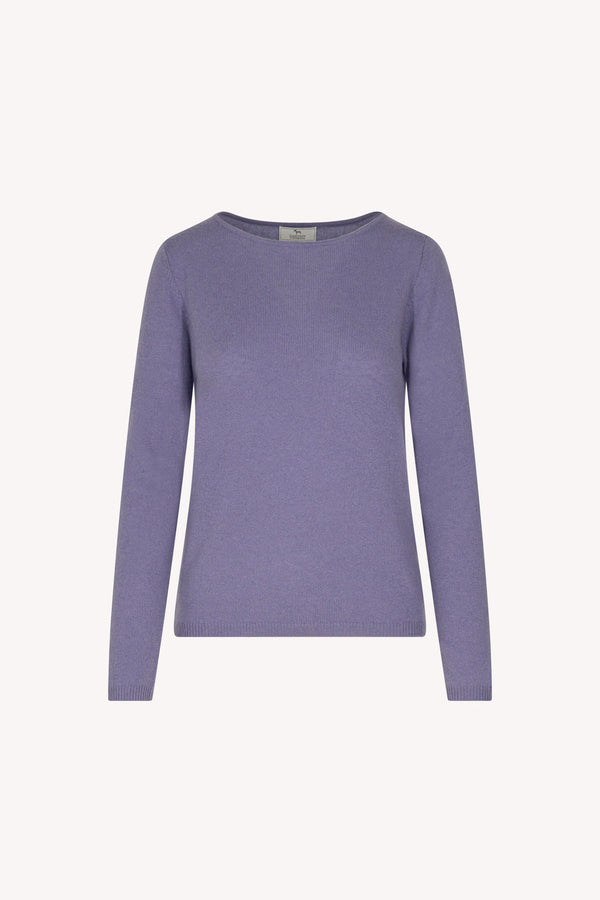 Maglia Scollo a Barchetta Velo in Puro Cashmere Malva