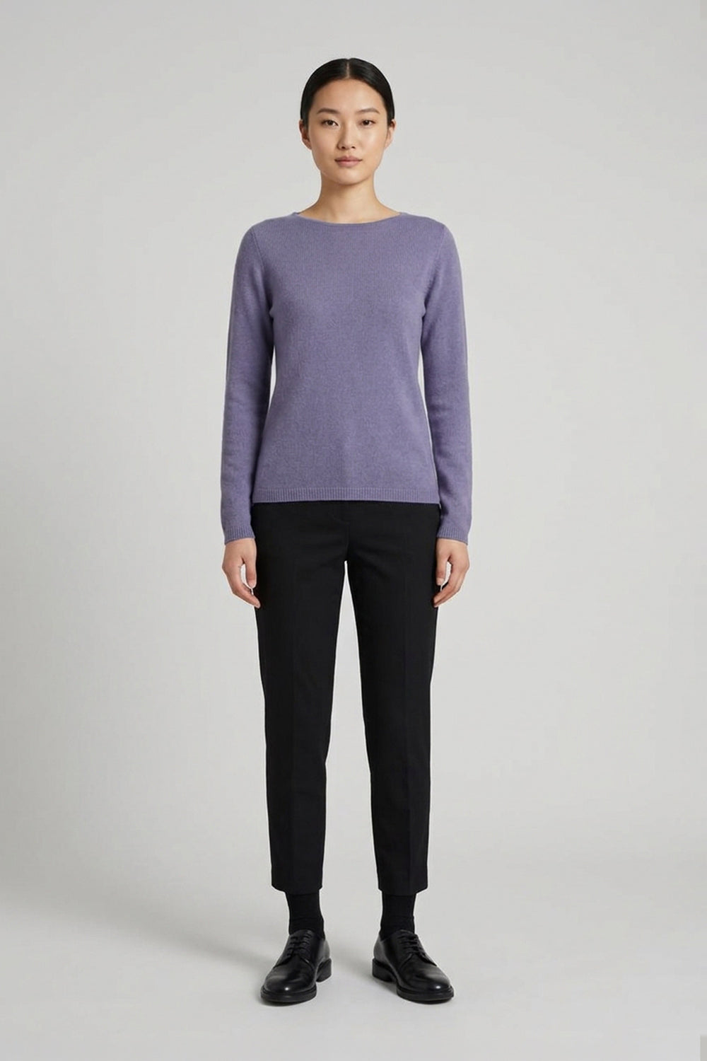 Maglia Scollo a Barchetta Velo in Puro Cashmere Malva
