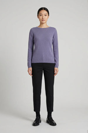 Maglia Scollo a Barchetta Velo in Puro Cashmere Malva