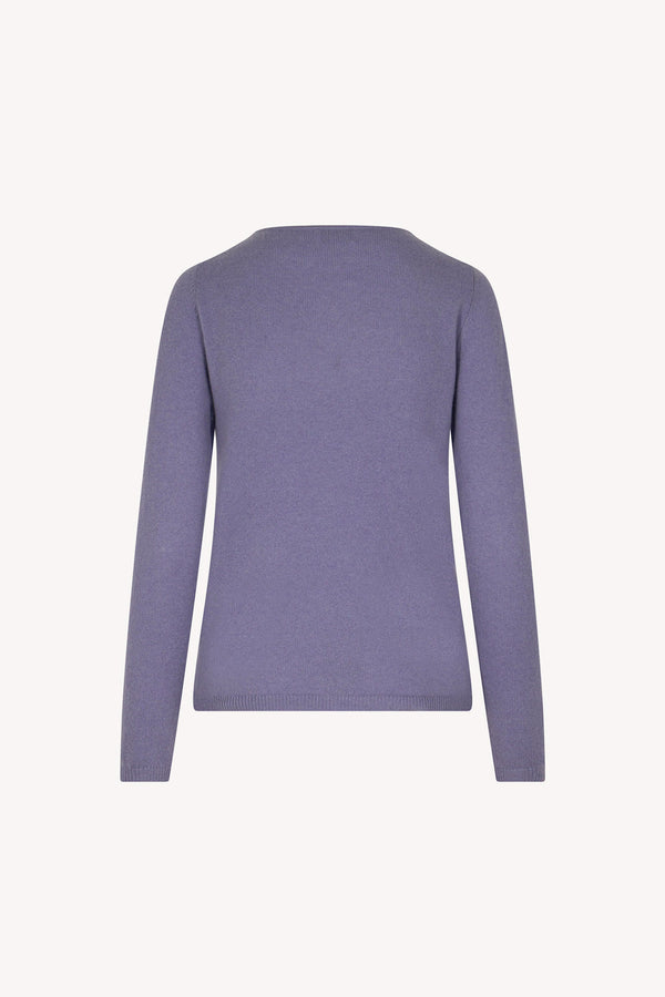 Maglia Scollo a Barchetta Velo in Puro Cashmere Malva