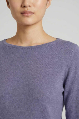 Maglia Scollo a Barchetta Velo in Puro Cashmere Malva