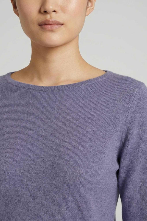 Maglia Scollo a Barchetta Velo in Puro Cashmere Malva