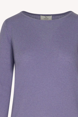 Maglia Scollo a Barchetta Velo in Puro Cashmere Malva