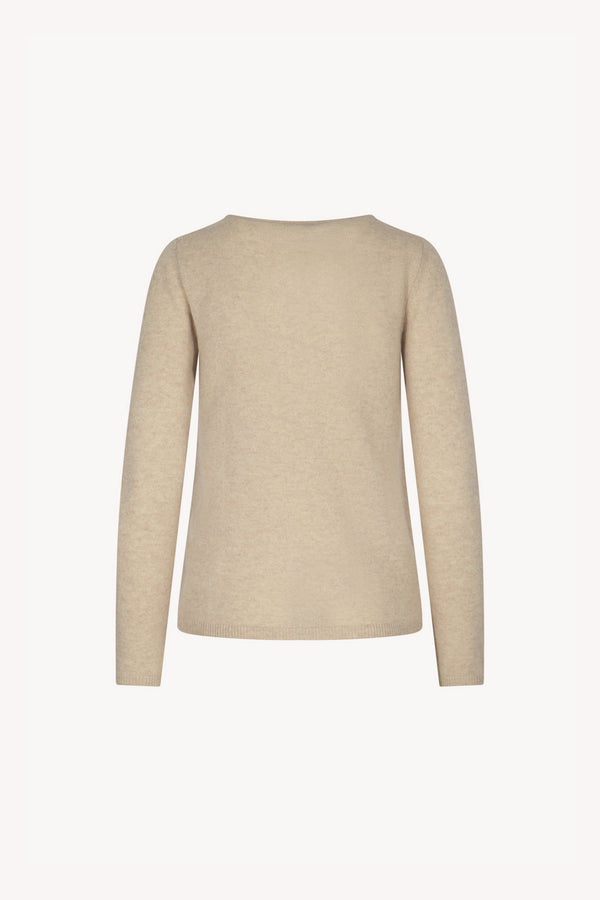 Beige Pure Cashmere Featherweight Boat Neck Sweater