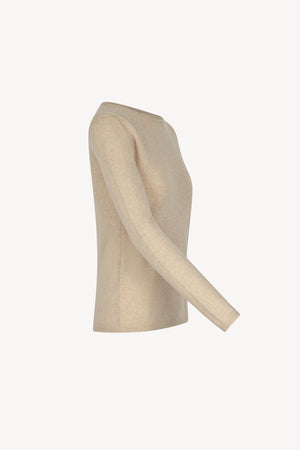 Beige Pure Cashmere Featherweight Boat Neck Sweater