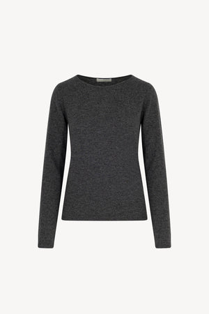 Maglia Scollo a Barchetta Velo in Puro Cashmere Antracite