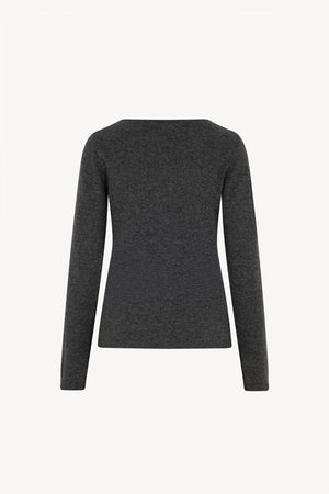 Maglia Scollo a Barchetta Velo in Puro Cashmere Antracite