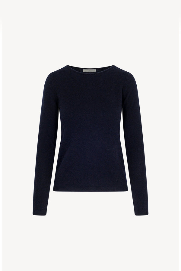 Maglia Scollo a Barchetta Velo in Puro Cashmere Notte
