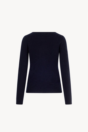 Maglia Scollo a Barchetta Velo in Puro Cashmere Notte
