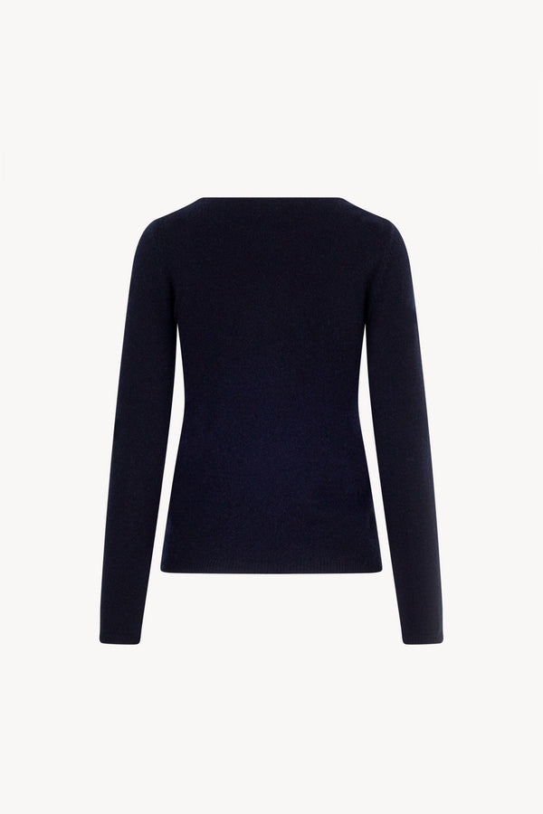Maglia Scollo a Barchetta Velo in Puro Cashmere Notte
