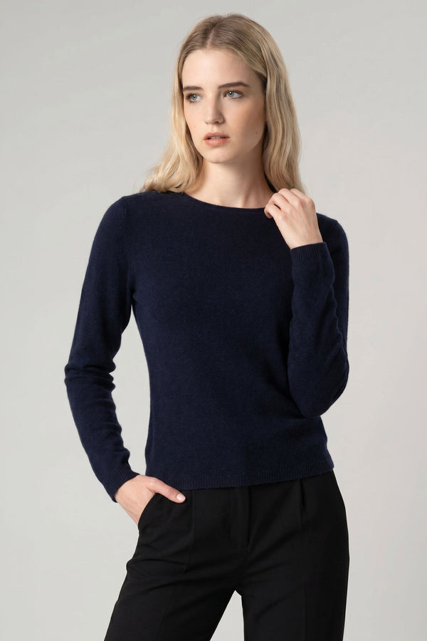 Maglia Scollo a Barchetta Velo in Puro Cashmere Notte