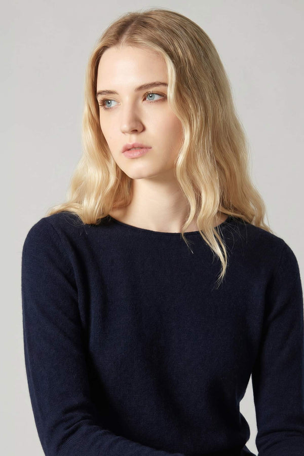 Maglia Scollo a Barchetta Velo in Puro Cashmere Notte