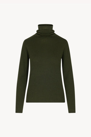 Dark Green Pure Cashmere Featherweight Turtleneck Sweater