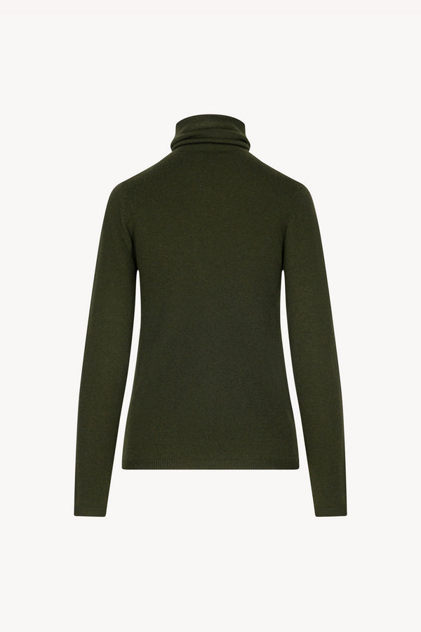 Dark Green Pure Cashmere Featherweight Turtleneck Sweater