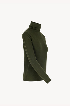 Dark Green Pure Cashmere Featherweight Turtleneck Sweater