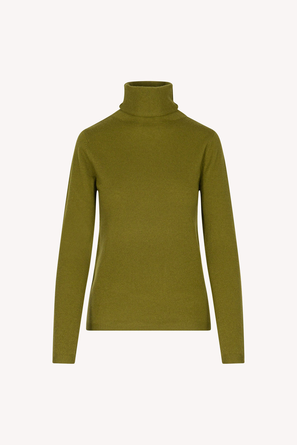 Olive Green Pure Cashmere Featherweight Turtleneck Sweater