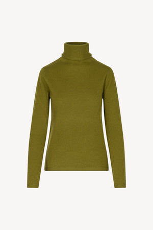 Olive Green Pure Cashmere Featherweight Turtleneck Sweater