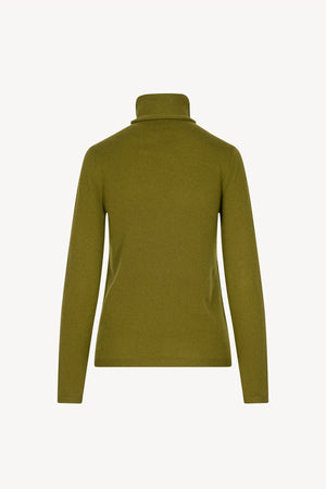 Olive Green Pure Cashmere Featherweight Turtleneck Sweater