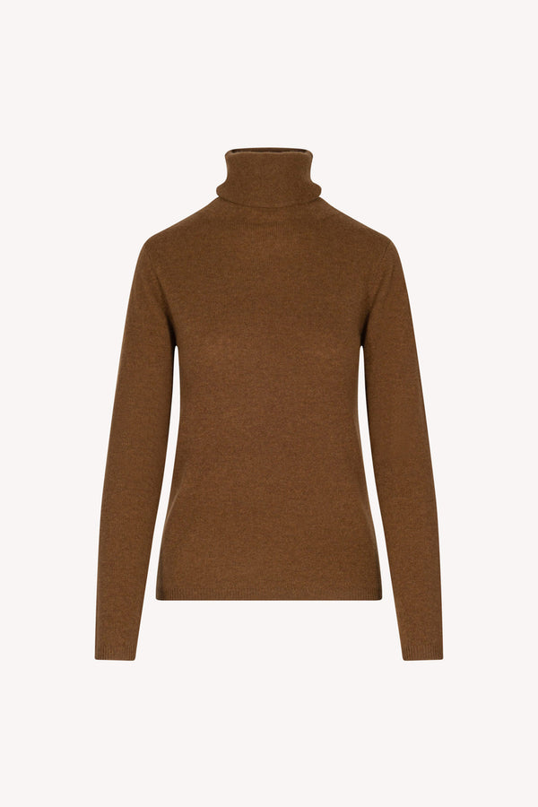 Terracotta Pure Cashmere Featherweight Turtleneck Sweater