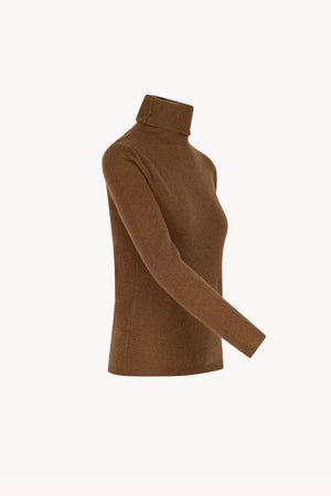 Terracotta Pure Cashmere Featherweight Turtleneck Sweater