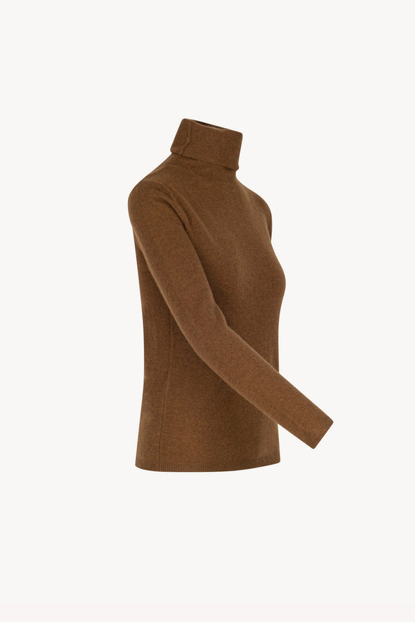 Terracotta Pure Cashmere Featherweight Turtleneck Sweater