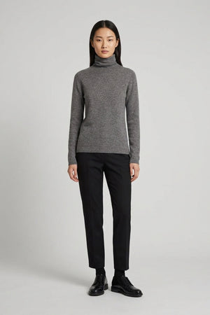 Medium Grey Pure Cashmere Featherweight Turtleneck Sweater