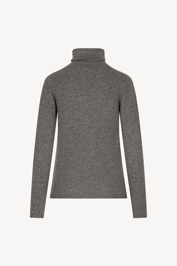 Medium Grey Pure Cashmere Featherweight Turtleneck Sweater