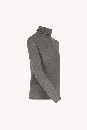 Medium Grey Pure Cashmere Featherweight Turtleneck Sweater