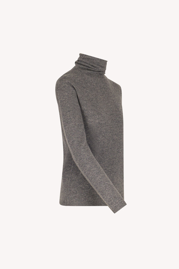 Medium Grey Pure Cashmere Featherweight Turtleneck Sweater