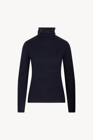 Midnight Blue Pure Cashmere Featherweight Turtleneck Sweater
