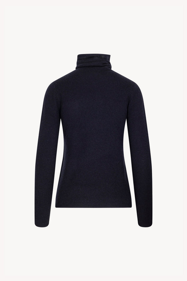 Midnight Blue Pure Cashmere Featherweight Turtleneck Sweater