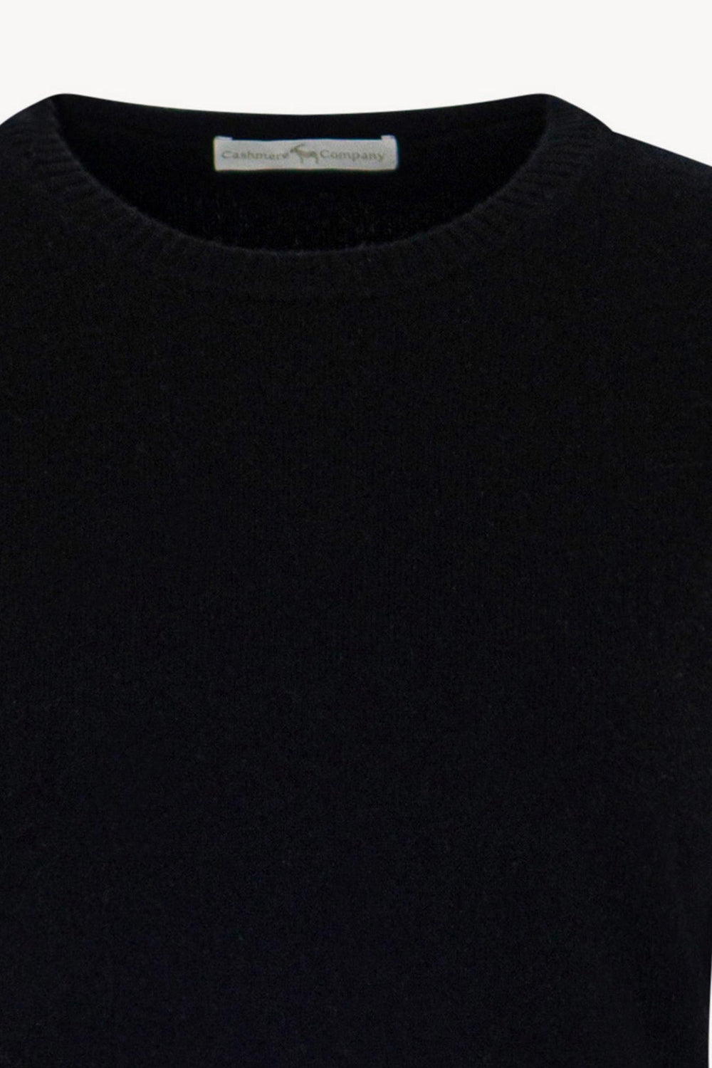 Girocollo in Maglia Rasata in Puro Cashmere Nero