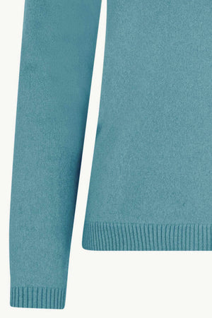 Girocollo in Maglia Rasata in Puro Cashmere Turchese