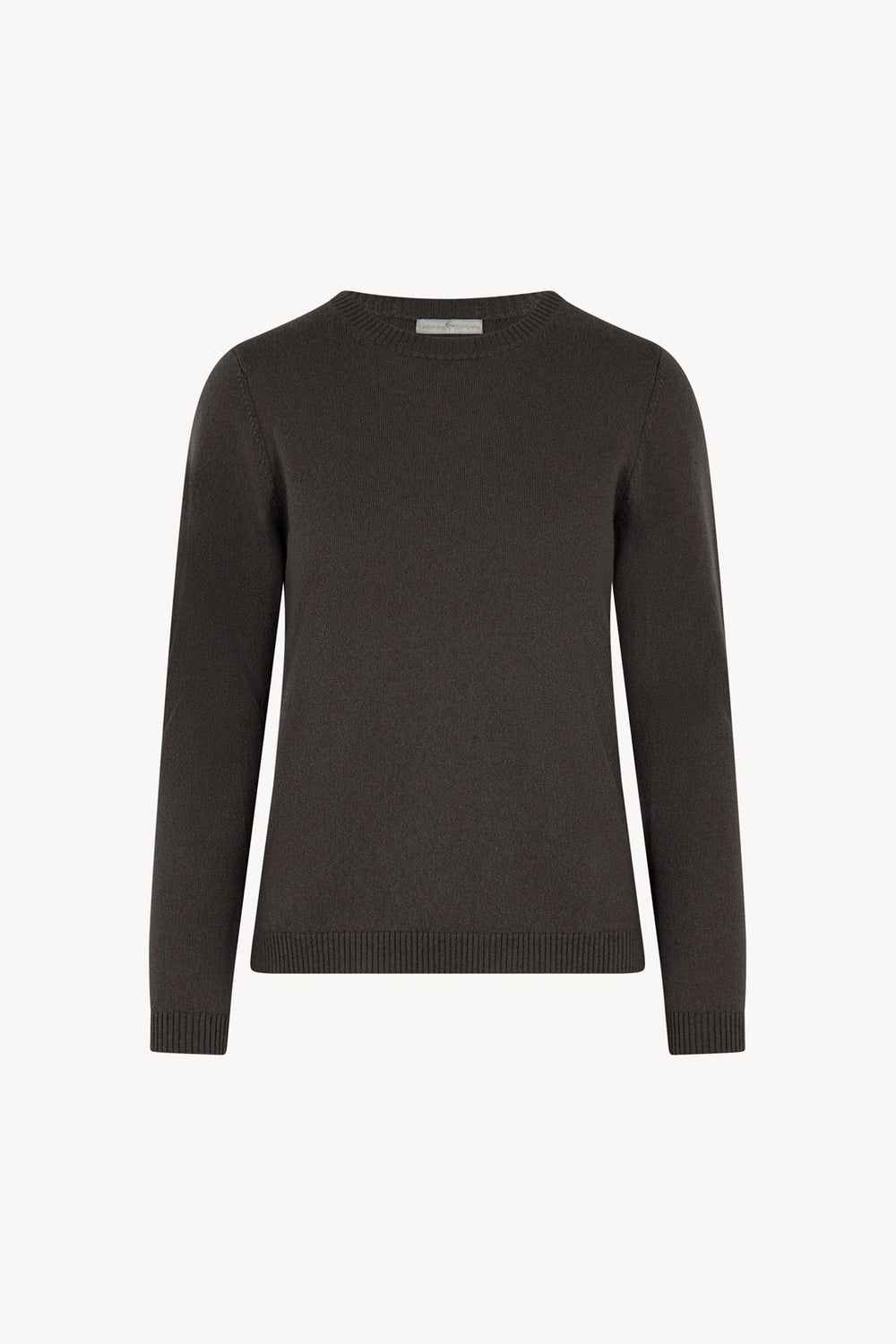 Girocollo in Maglia Rasata in Puro Cashmere Mocha