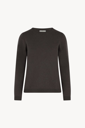 Girocollo in Maglia Rasata in Puro Cashmere Mocha