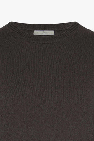 Girocollo in Maglia Rasata in Puro Cashmere Mocha