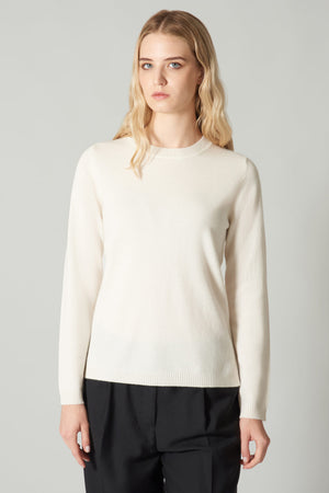 Girocollo in Maglia Rasata in Puro Cashmere Mocha