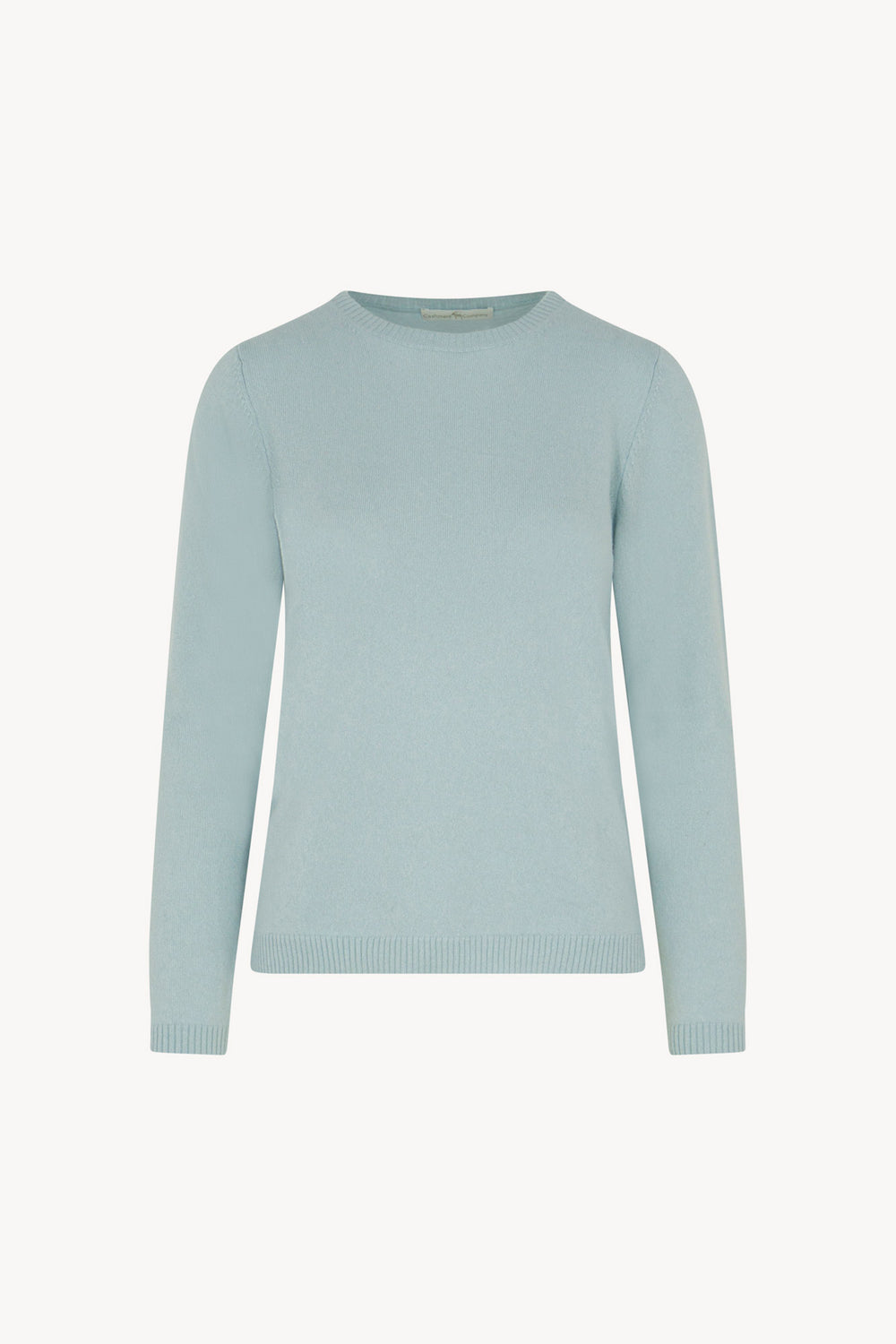 Girocollo in Maglia Rasata in Puro Cashmere Acquamarina