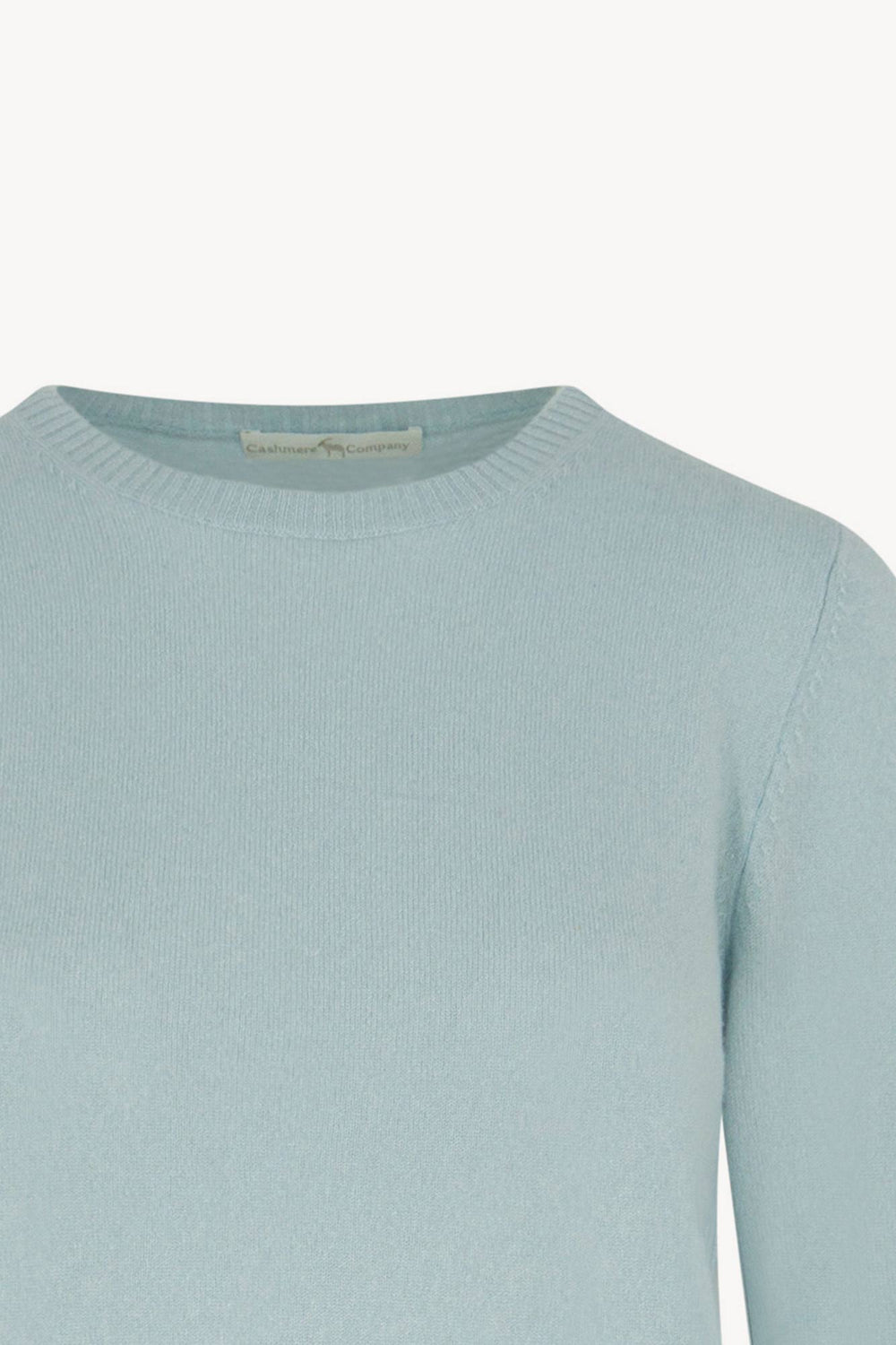 Girocollo in Maglia Rasata in Puro Cashmere Acquamarina