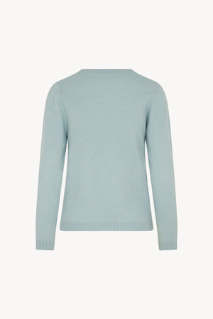 Girocollo in Maglia Rasata in Puro Cashmere Acquamarina