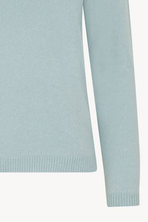 Girocollo in Maglia Rasata in Puro Cashmere Acquamarina