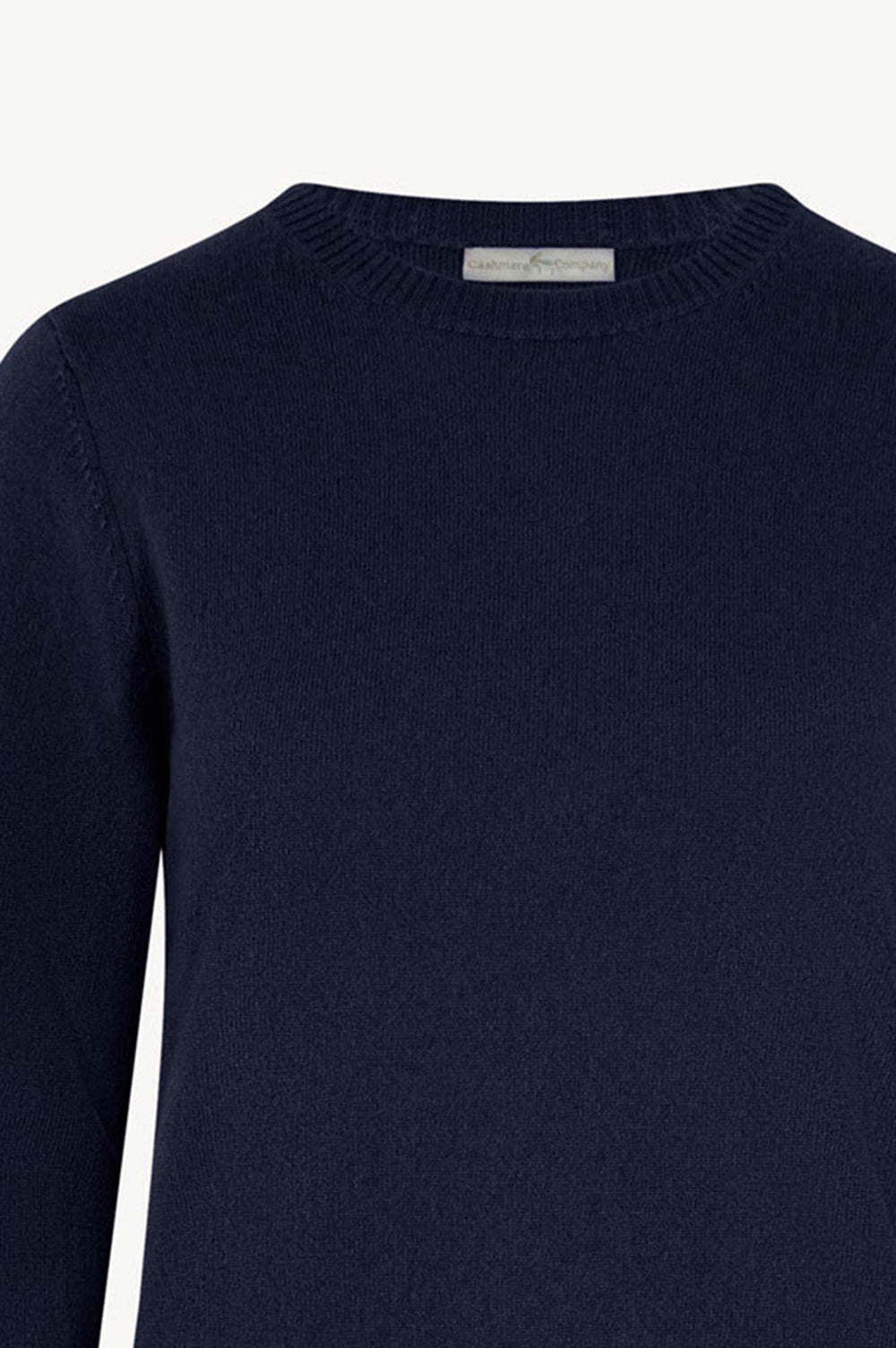 Girocollo in Maglia Rasata in Puro Cashmere Notte