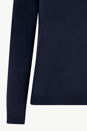Girocollo in Maglia Rasata in Puro Cashmere Notte
