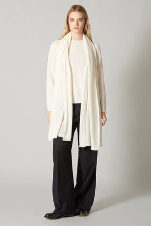 Girocollo in Maglia Rasata in Puro Cashmere Notte