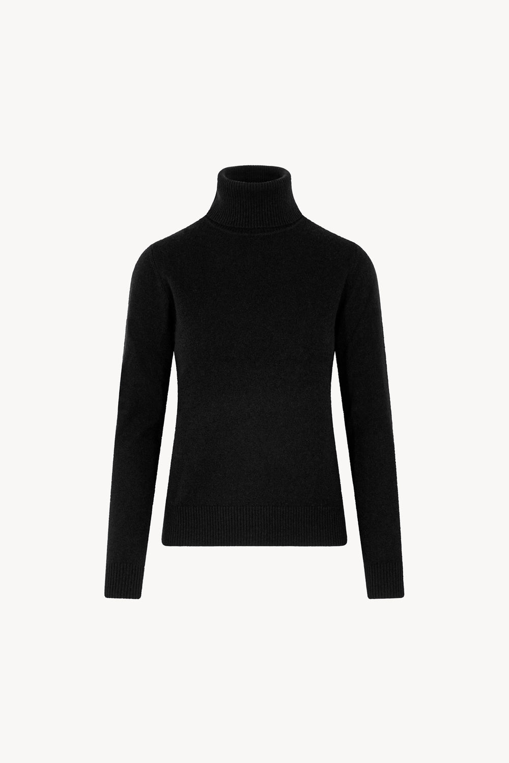 Dolcevita in Maglia Rasata in Puro Cashmere Nero