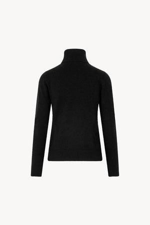 Dolcevita in Maglia Rasata in Puro Cashmere Nero