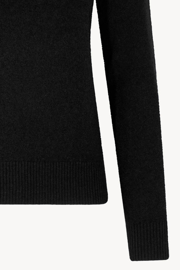 Dolcevita in Maglia Rasata in Puro Cashmere Nero