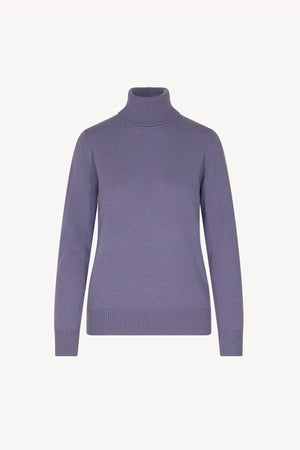 Dolcevita in Maglia Rasata in Puro Cashmere Malva