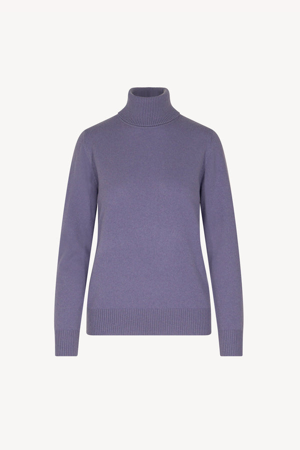 Dolcevita in Maglia Rasata in Puro Cashmere Malva