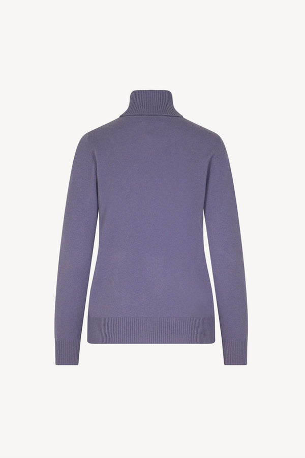 Dolcevita in Maglia Rasata in Puro Cashmere Malva